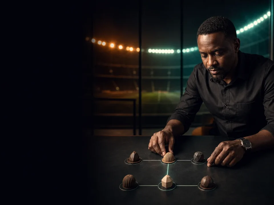Mchambuzi mtu mzima wa Tanzania akionyesha half time full time betting kama njia kati ya checkpoints mbili za mechi