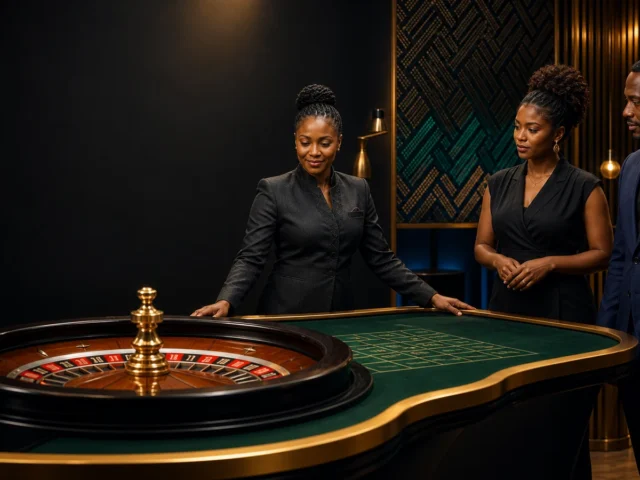 Live roulette Tanzania katika studio asili ya kubuni yenye dealer na wachambuzi wawili watu wazima