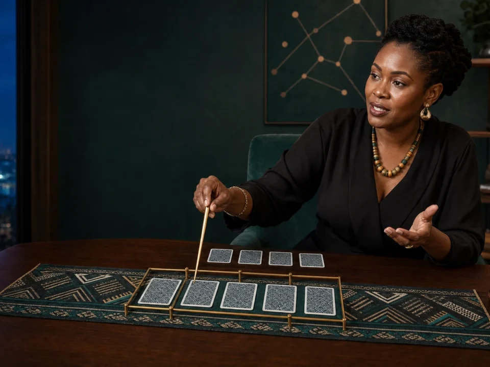 Picha ya kubuni ya mwalimu wa Omaha poker akionyesha hole cards nne na community cards tano