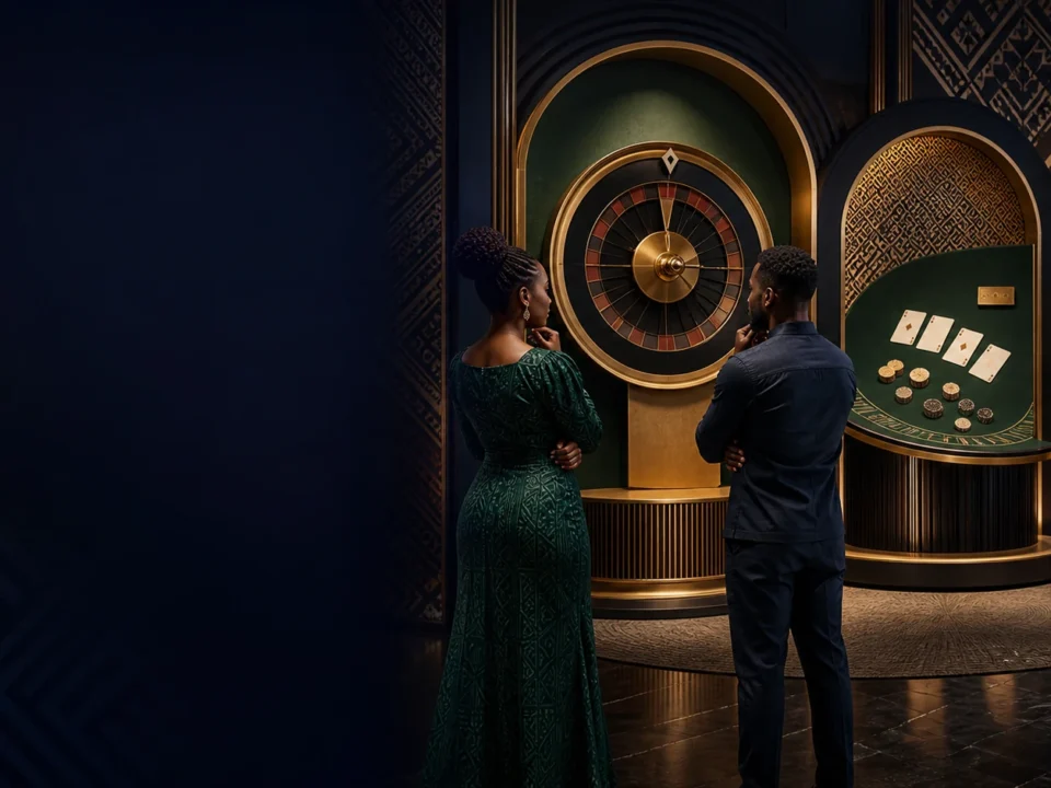 Roulette dhidi ya blackjack kwenye taswira ya uhariri yenye wheel, cards na chips