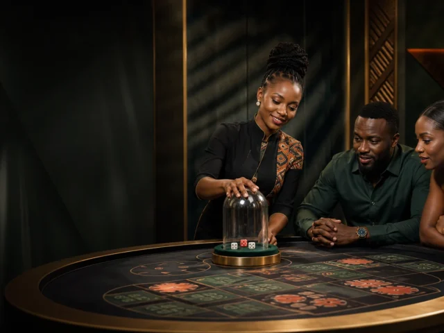 Sic bo Tanzania kwenye studio ya kubuni yenye dice tatu na betting grid ya kielimu