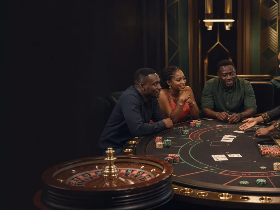 Table games Tanzania katika studio ya kubuni yenye roulette, cards, chips na dice
